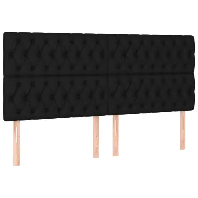 vidaXL Posteljno vzglavje 4 kosa črn 90x7x78/88 cm blago