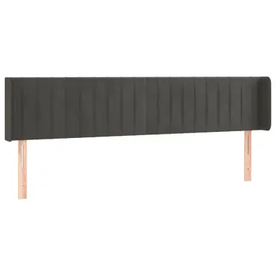 vidaXL Vzglavje z ušesi temno sivo 183x16x78/88 cm žamet