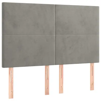 vidaXL Posteljno vzglavje 4 kosa svetlo siv 72x5x78/88 cm žamet