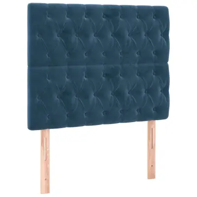 vidaXL Posteljno vzglavje 2 kosa temno modro 100x7x78/88 cm žamet