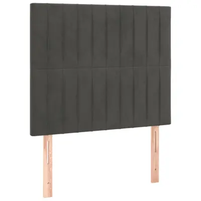 vidaXL Posteljno vzglavje 2 kosa temno sivo 90x5x78/88 cm žamet