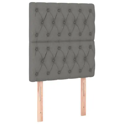 vidaXL Posteljno vzglavje 2 kosa temno sivo 80x7x78/88 cm blago