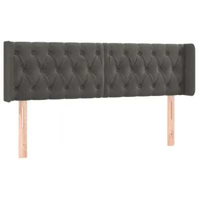 vidaXL Vzglavje z ušesi temno sivo 147x16x78/88 cm žamet