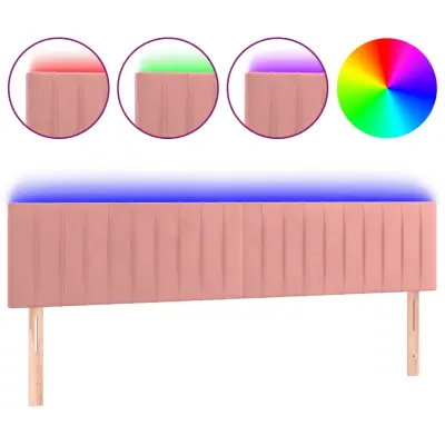 vidaXL LED posteljno vzglavje roza 160x5x78/88 cm žamet