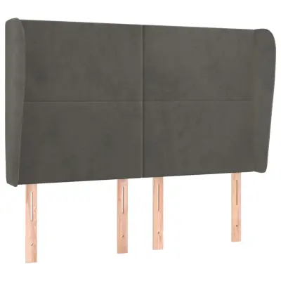 vidaXL Vzglavje z ušesi temno sivo 147x23x118/128 cm žamet