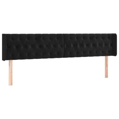 vidaXL Vzglavje z ušesi črno 183x16x78/88 cm žamet