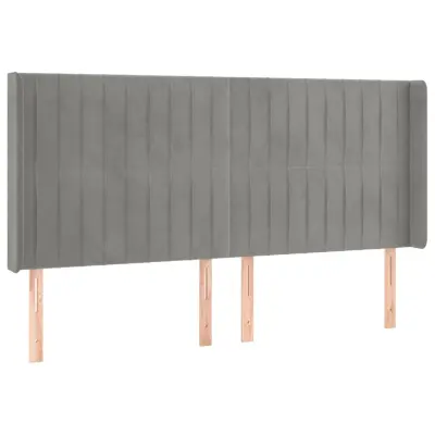 vidaXL Vzglavje z ušesi svetlo sivo 203x16x118/128 cm žamet