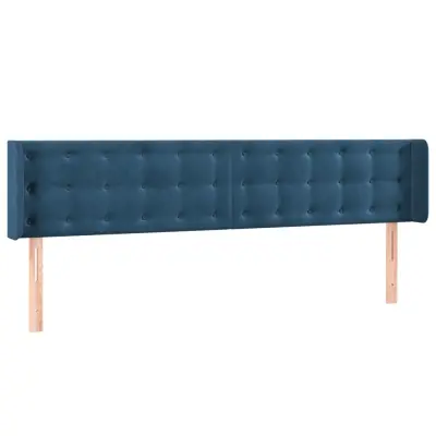 vidaXL Vzglavje z ušesi temno modro 203x16x78/88 cm žamet