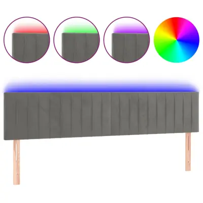 vidaXL LED posteljno vzglavje svetlo sivo 180x5x78/88 cm žamet