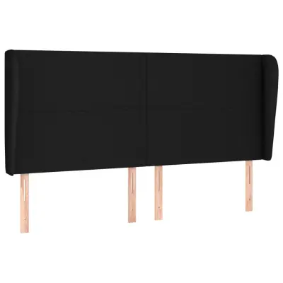 vidaXL Vzglavje z ušesi črno 163x23x118/128 cm blago