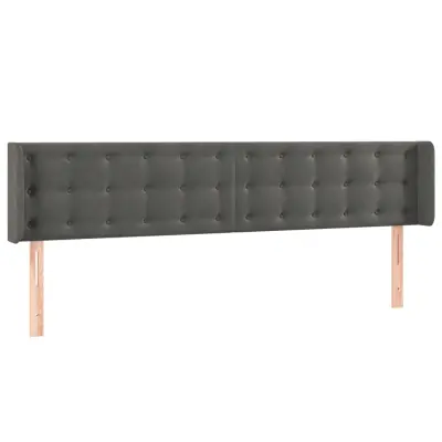 vidaXL Vzglavje z ušesi temno sivo 163x16x78/88 cm žamet