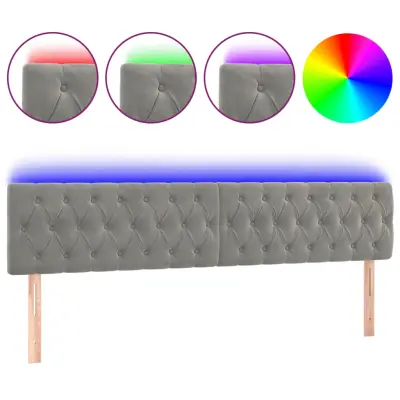 vidaXL LED posteljno vzglavje svetlo sivo 200x7x78/88 cm žamet