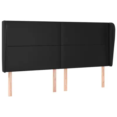 vidaXL Vzglavje z ušesi črno 203x23x118/128 cm umetno usnje