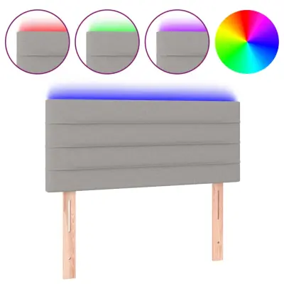 vidaXL LED posteljno vzglavje svetlo sivo 90x5x78/88 cm blago