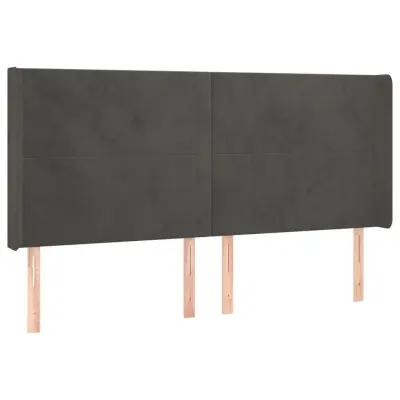 vidaXL Vzglavje z ušesi temno sivo 183x16x118/128 cm žamet