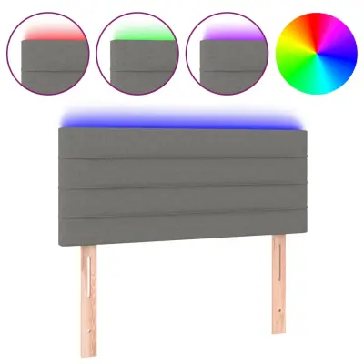 vidaXL LED posteljno vzglavje temno sivo 90x5x78/88 cm blago