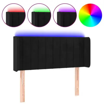 vidaXL LED posteljno vzglavje črno 103x16x78/88 cm žamet