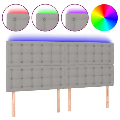vidaXL LED posteljno vzglavje svetlo sivo 180x5x118/128 cm blago
