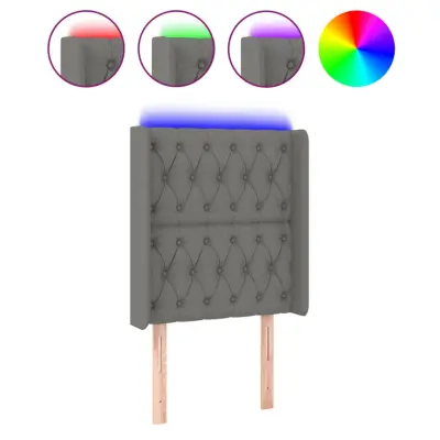 vidaXL LED posteljno vzglavje temno sivo 83x16x118/128 cm blago