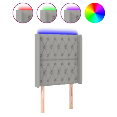 vidaXL LED posteljno vzglavje svetlo sivo 83x16x118/128 cm blago
