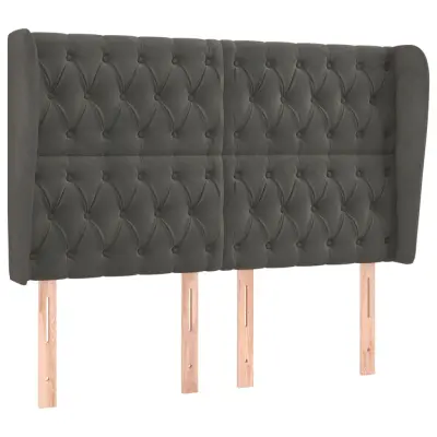 vidaXL Vzglavje z ušesi temno sivo 163x23x118/128 cm žamet