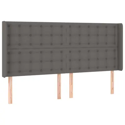 vidaXL Vzglavje z ušesi sivo 183x16x118/128 cm umetno usnje