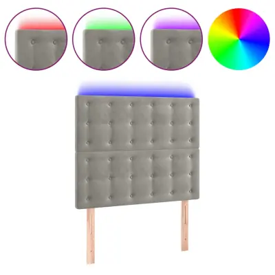vidaXL LED posteljno vzglavje svetlo sivo 80x5x118/128 cm žamet