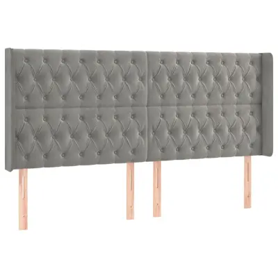 vidaXL Vzglavje z ušesi svetlo sivo 203x16x118/128 cm žamet