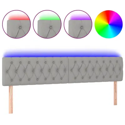 vidaXL LED posteljno vzglavje svetlo sivo 180x7x78/88 cm blago