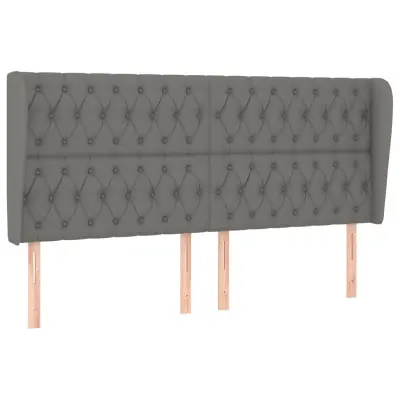 vidaXL Vzglavje z ušesi temno sivo 183x23x118/128 cm blago