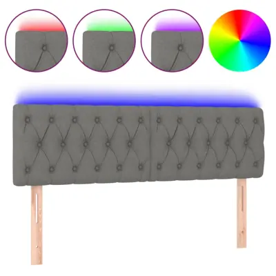 vidaXL LED posteljno vzglavje temno sivo 160x7x78/88 cm blago