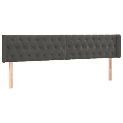 vidaXL Vzglavje z ušesi temno sivo 183x16x78/88 cm žamet