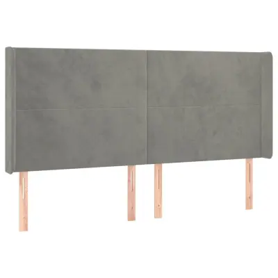 vidaXL Vzglavje z ušesi svetlo sivo 203x16x118/128 cm žamet
