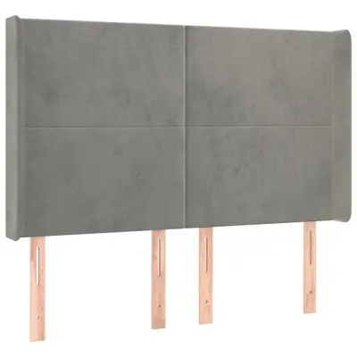 vidaXL Vzglavje z ušesi svetlo sivo 147x16x118/128 cm žamet