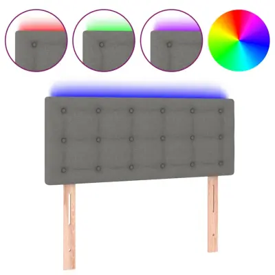 vidaXL LED posteljno vzglavje temno sivo 90x5x78/88 cm blago