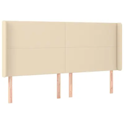 vidaXL Vzglavje z ušesi krem 183x16x118/128 cm blago