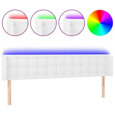 vidaXL LED posteljno vzglavje belo 183x16x78/88 cm umetno usnje