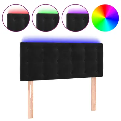 vidaXL LED posteljno vzglavje črno 90x5x78/88 cm žamet