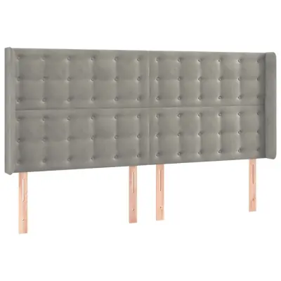 vidaXL Vzglavje z ušesi svetlo sivo 163x16x118/128 cm žamet