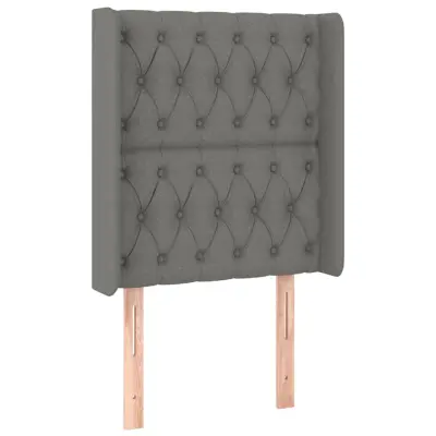 vidaXL Vzglavje z ušesi temno sivo 83x16x118/128 cm blago