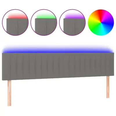 vidaXL LED posteljno vzglavje temno sivo 180x5x78/88 cm blago