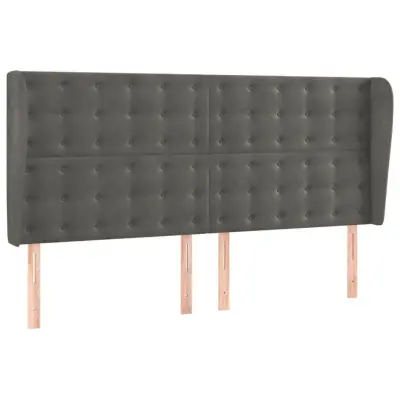 vidaXL Vzglavje z ušesi temno sivo 163x23x118/128 cm žamet