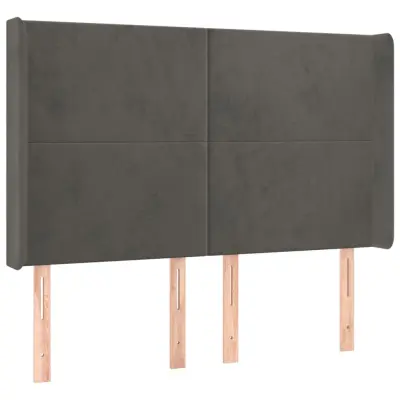 vidaXL Vzglavje z ušesi temno sivo 147x16x118/128 cm žamet