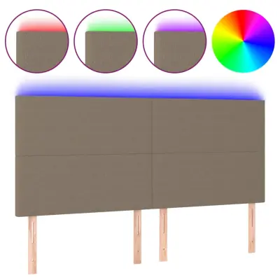 vidaXL LED posteljno vzglavje taupe 180x5x118/128 cm blago