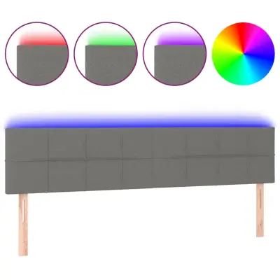 vidaXL LED posteljno vzglavje temno sivo 200x5x78/88 cm blago
