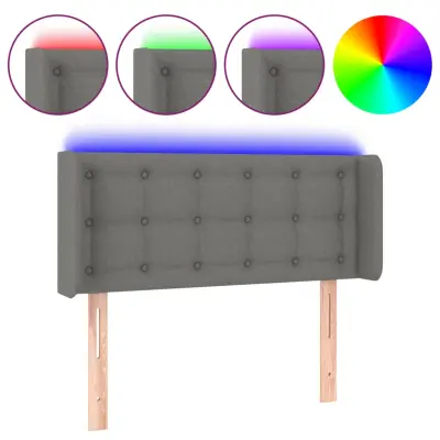 vidaXL LED posteljno vzglavje temno sivo 93x16x78/88 cm blago