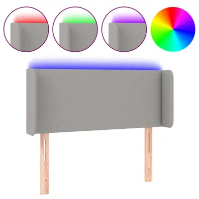 vidaXL LED posteljno vzglavje svetlo sivo 93x16x78/88 cm blago