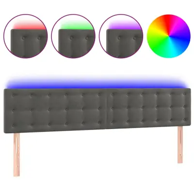 vidaXL LED posteljno vzglavje temno sivo 160x5x78/88 cm žamet