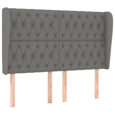 vidaXL Vzglavje z ušesi temno sivo 163x23x118/128 cm blago