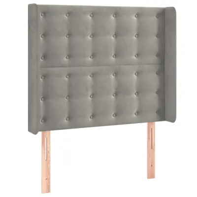 vidaXL Vzglavje z ušesi svetlo sivo 83x16x118/128 cm žamet